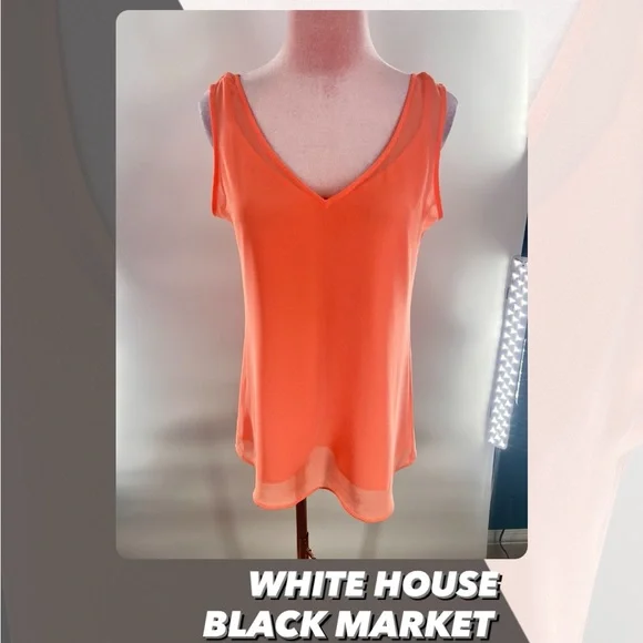 EUC White House Black Market Chiffon Tank Top - Picture 1 of 10